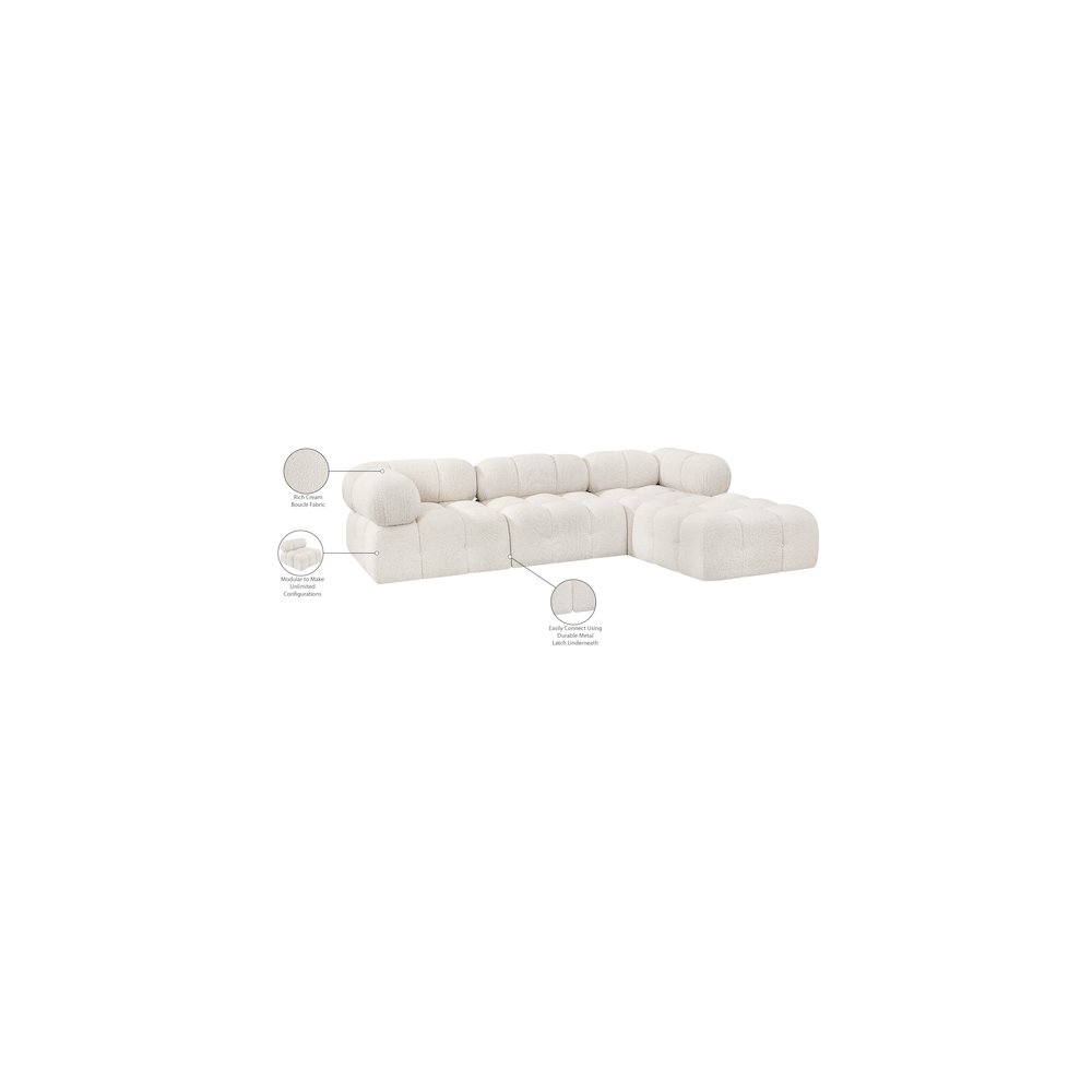 Ames Cream Boucle Fabric Modular Sectional