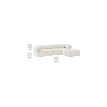 Ames Cream Boucle Fabric Modular Sectional