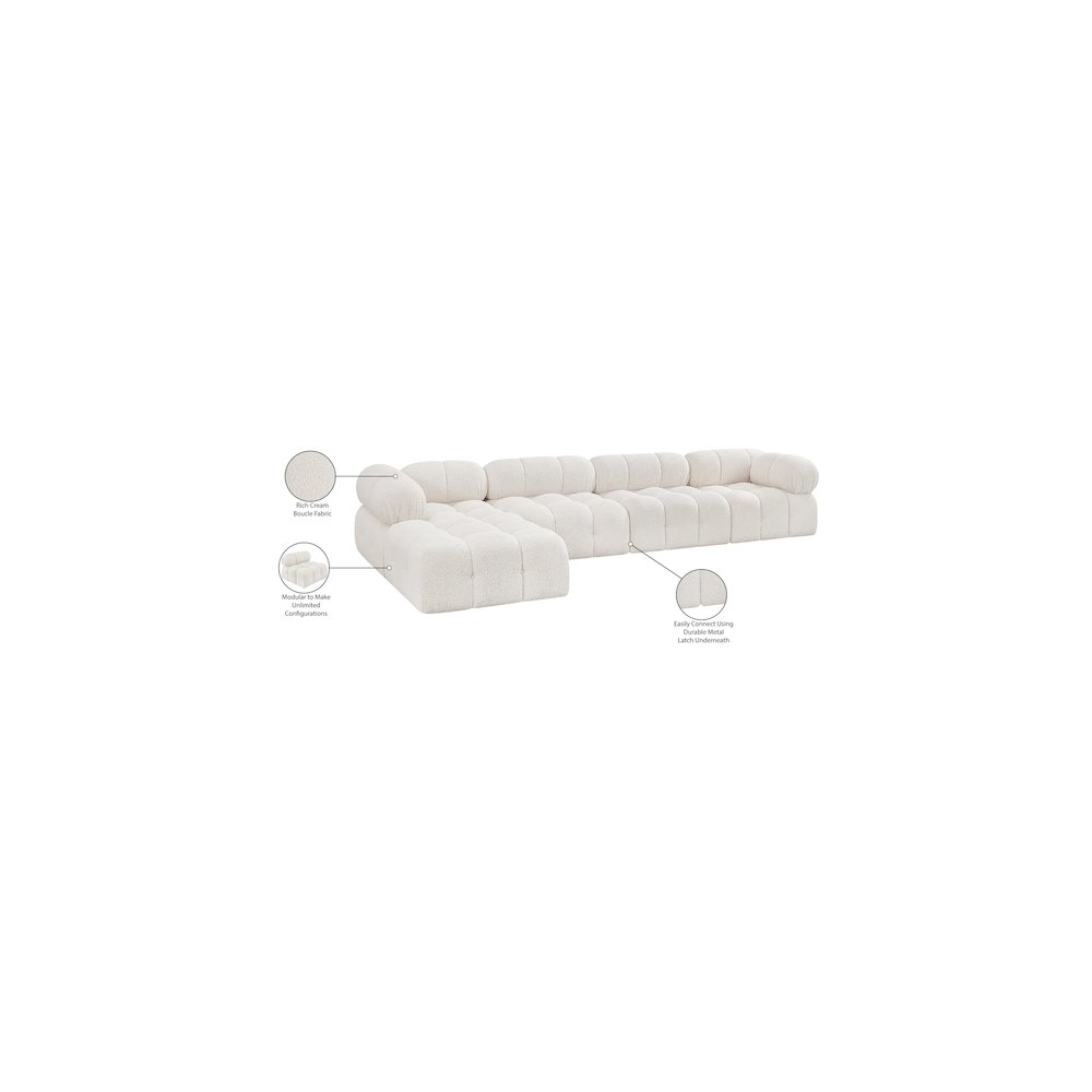 Ames Cream Boucle Fabric Modular Sectional