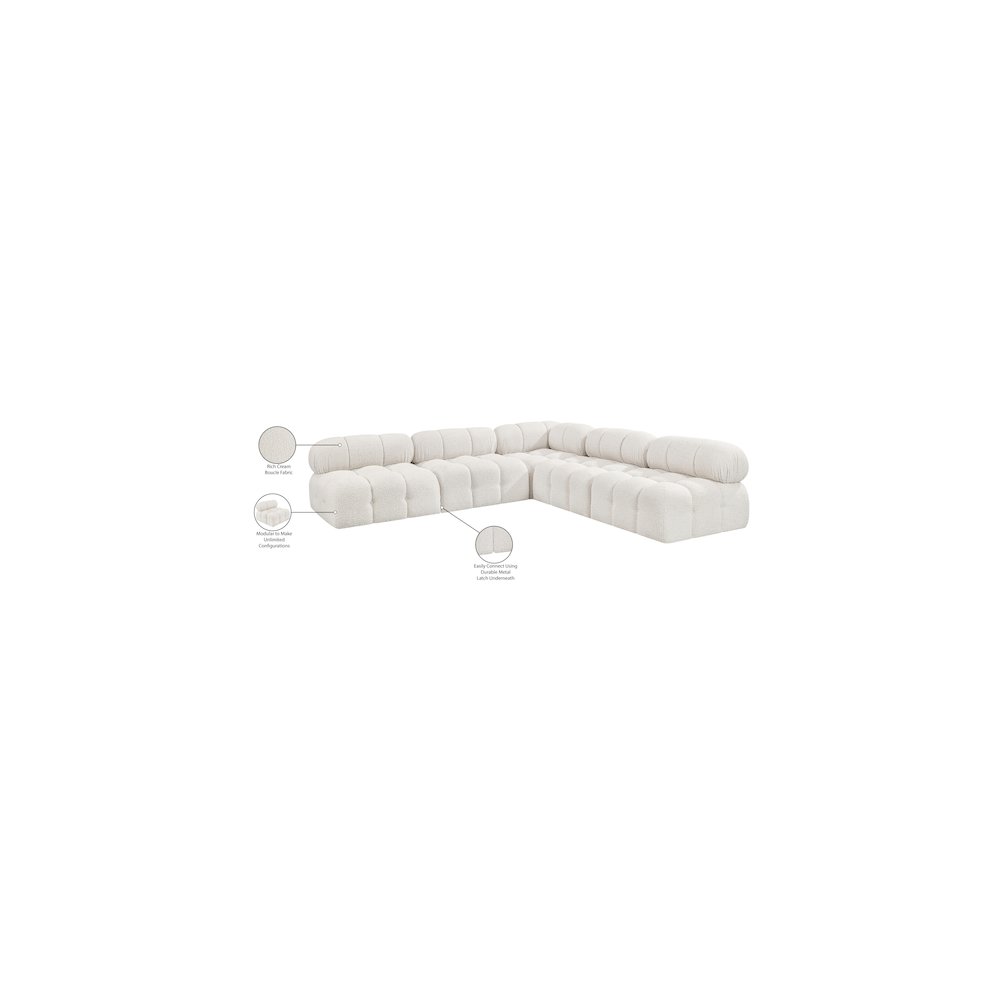 Ames Cream Boucle Fabric Modular Sectional