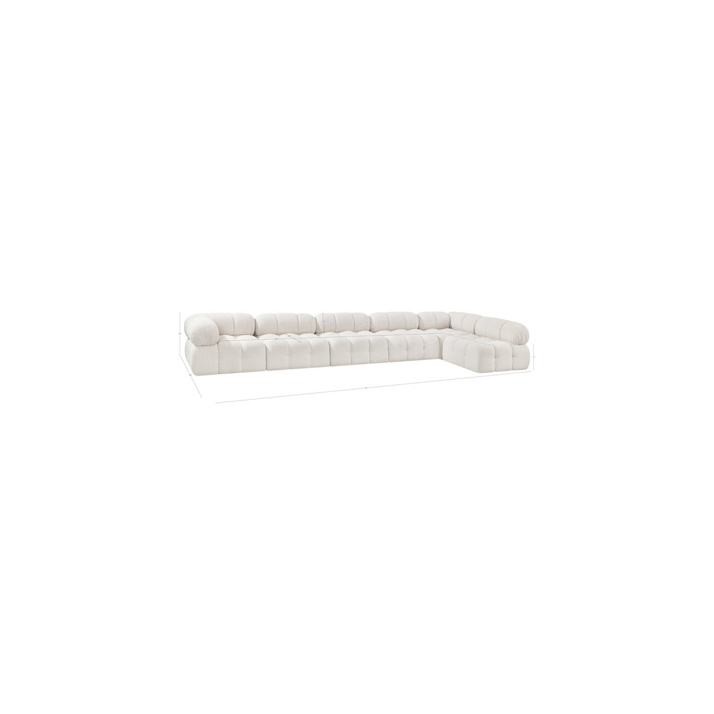 Ames Cream Boucle Fabric Modular Sectional