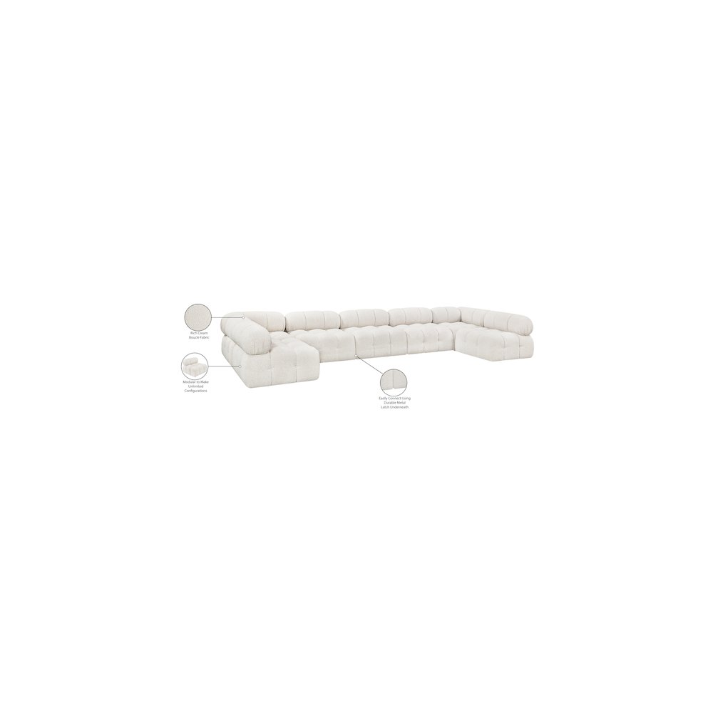 Ames Cream Boucle Fabric Modular Sectional