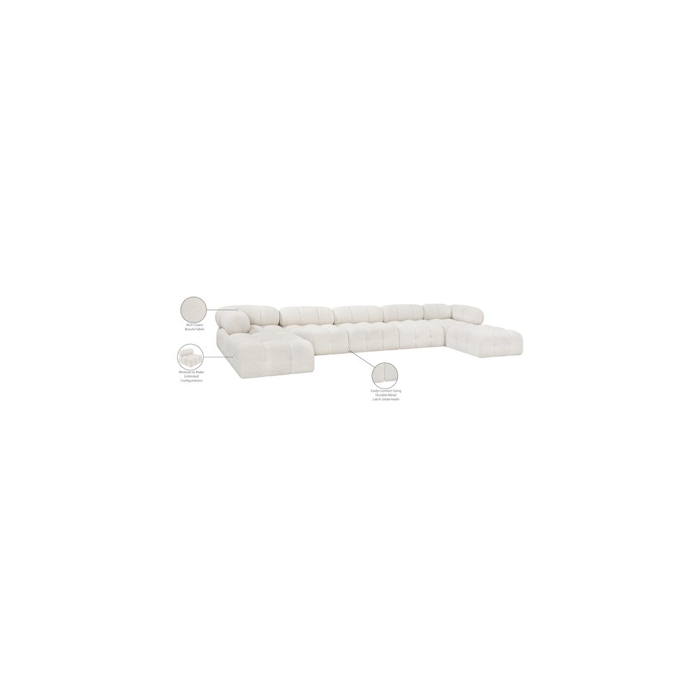 Ames Cream Boucle Fabric Modular Sectional