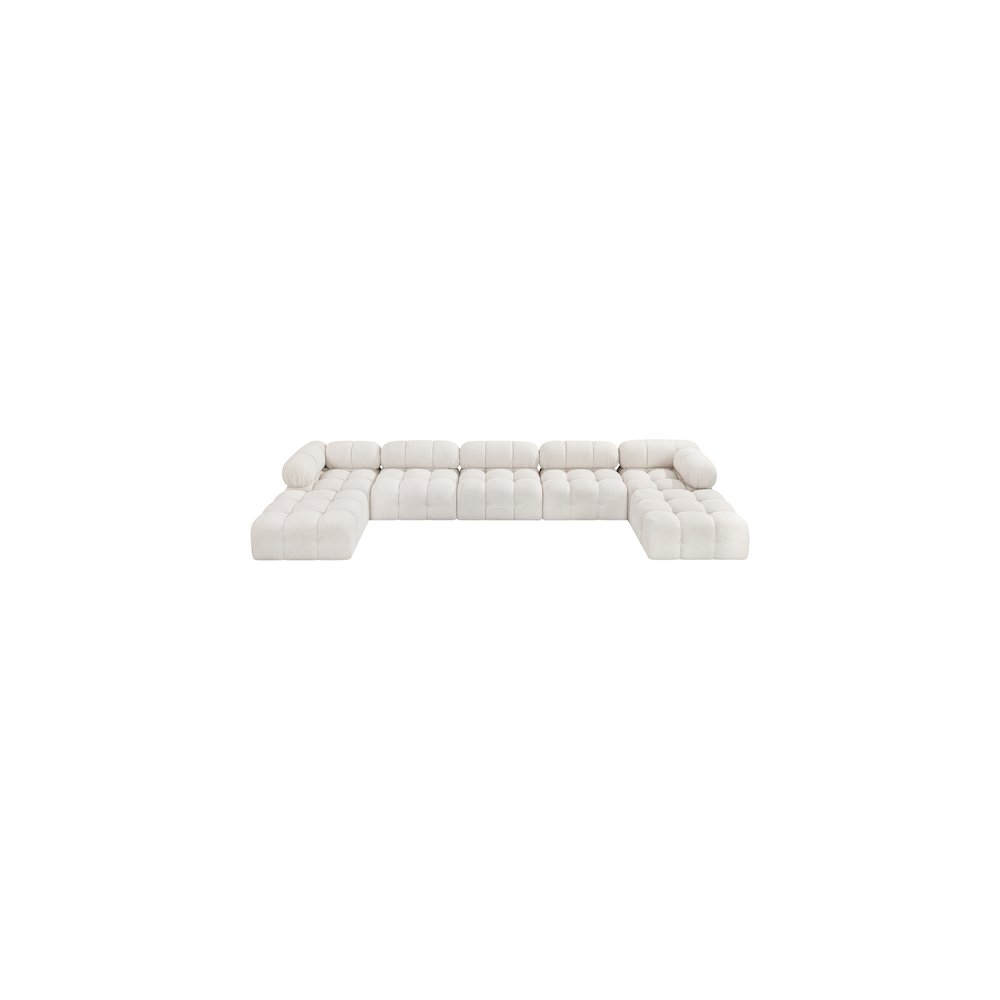 Ames Cream Boucle Fabric Modular Sectional