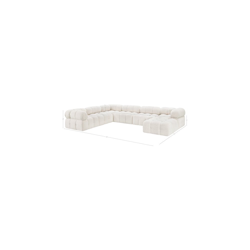 Ames Cream Boucle Fabric Modular Sectional