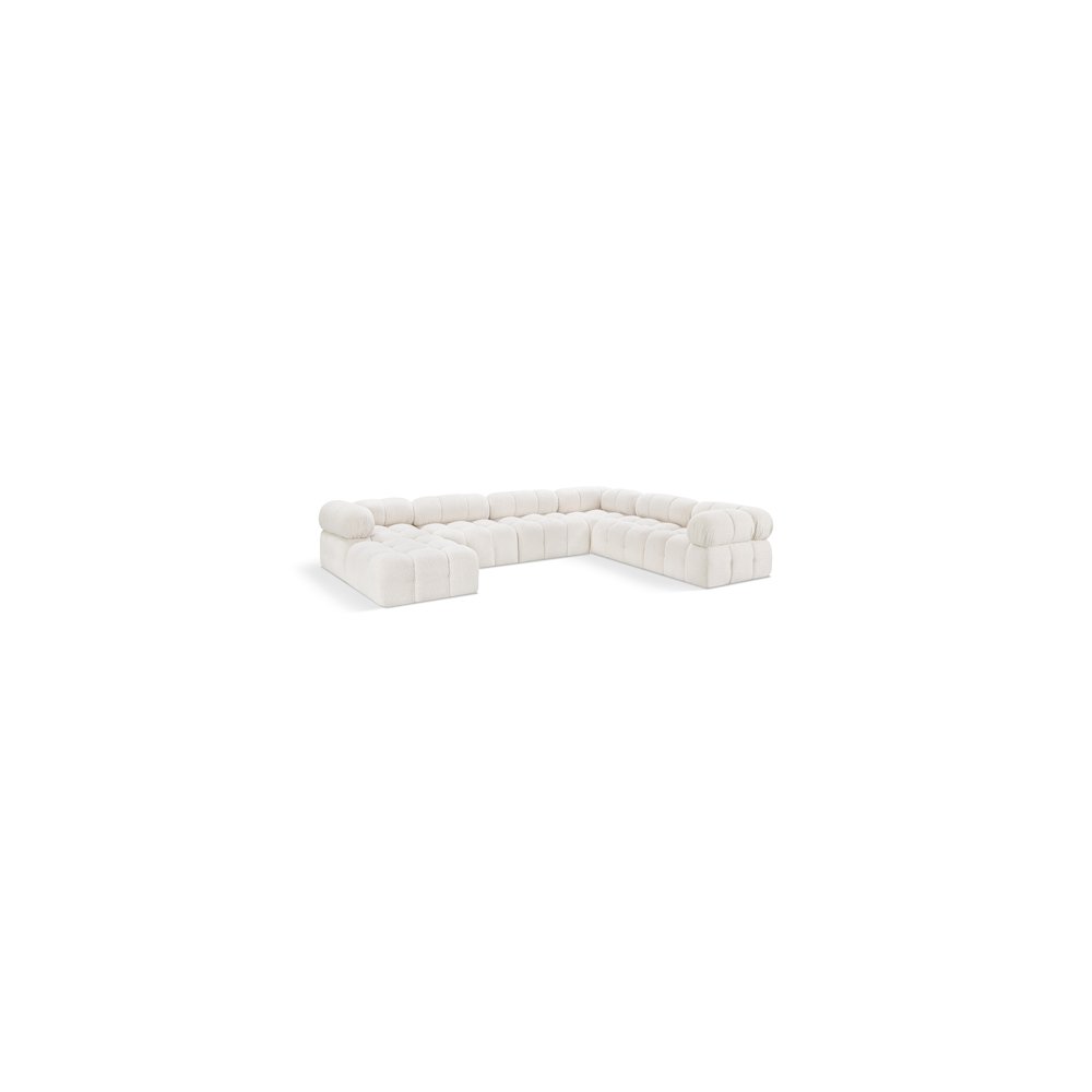 Ames Cream Boucle Fabric Modular Sectional