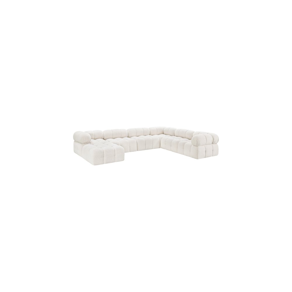 Ames Cream Boucle Fabric Modular Sectional