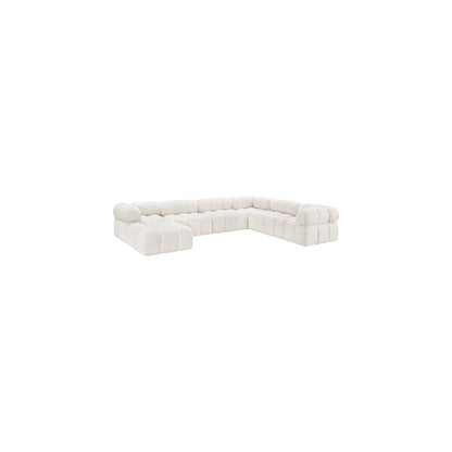 Ames Cream Boucle Fabric Modular Sectional