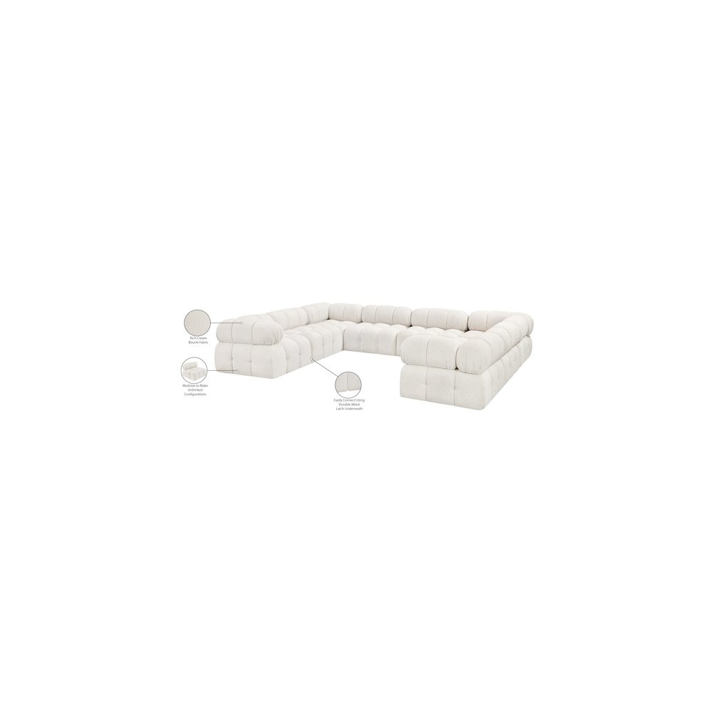 Ames Cream Boucle Fabric Modular Sectional
