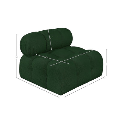 Ames Green Boucle Fabric Armless