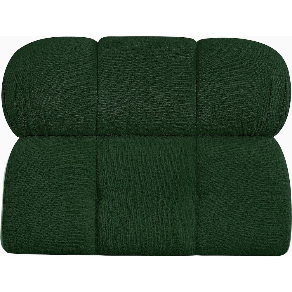 Ames Green Boucle Fabric Armless