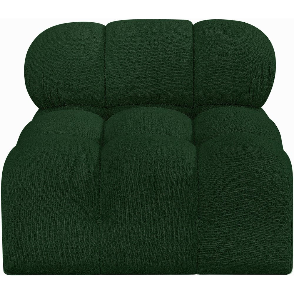 Ames Green Boucle Fabric Armless
