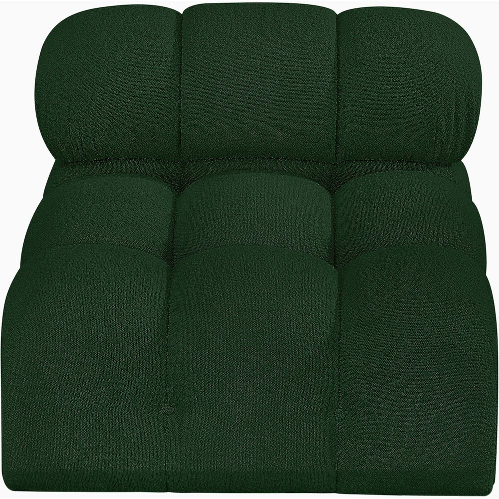 Ames Green Boucle Fabric Armless