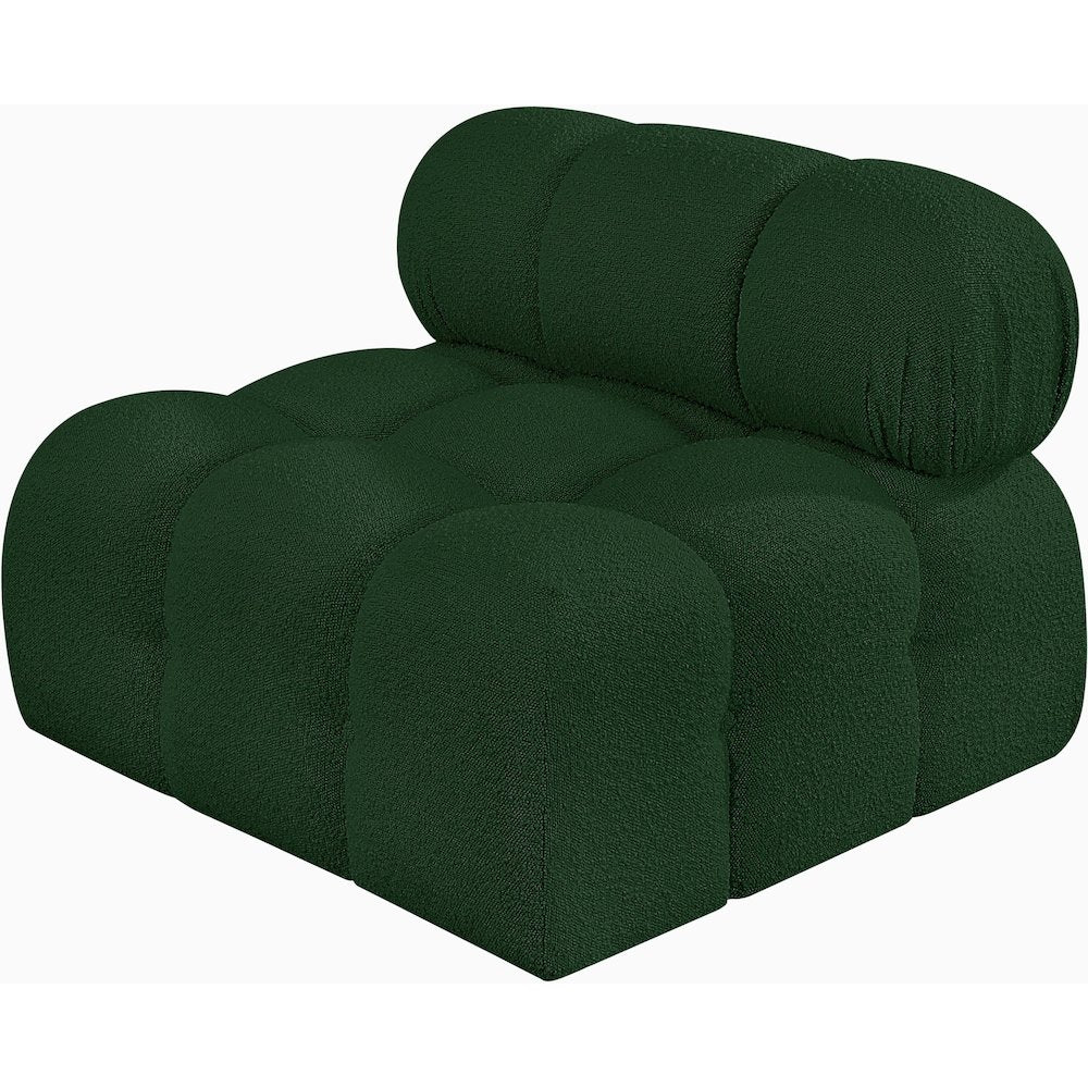 Ames Green Boucle Fabric Armless
