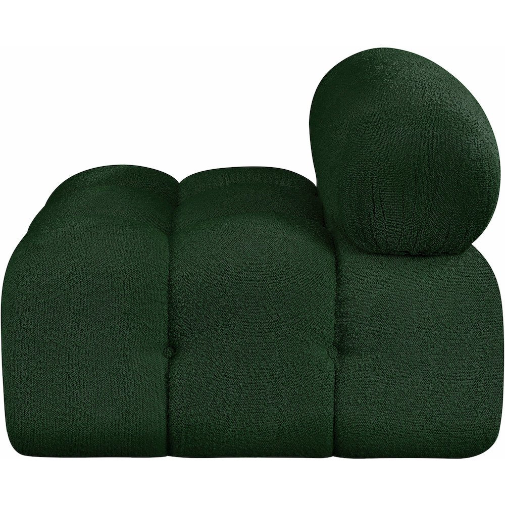 Ames Green Boucle Fabric Armless
