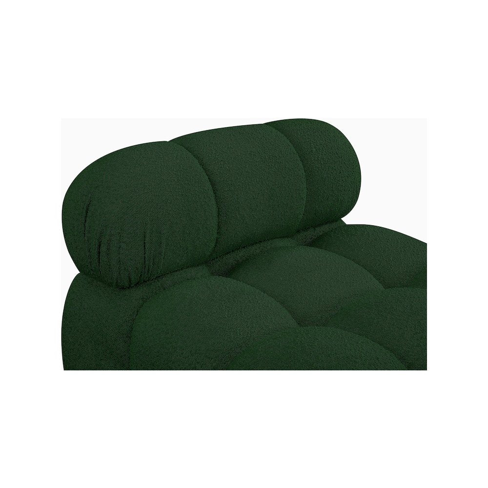Ames Green Boucle Fabric Armless
