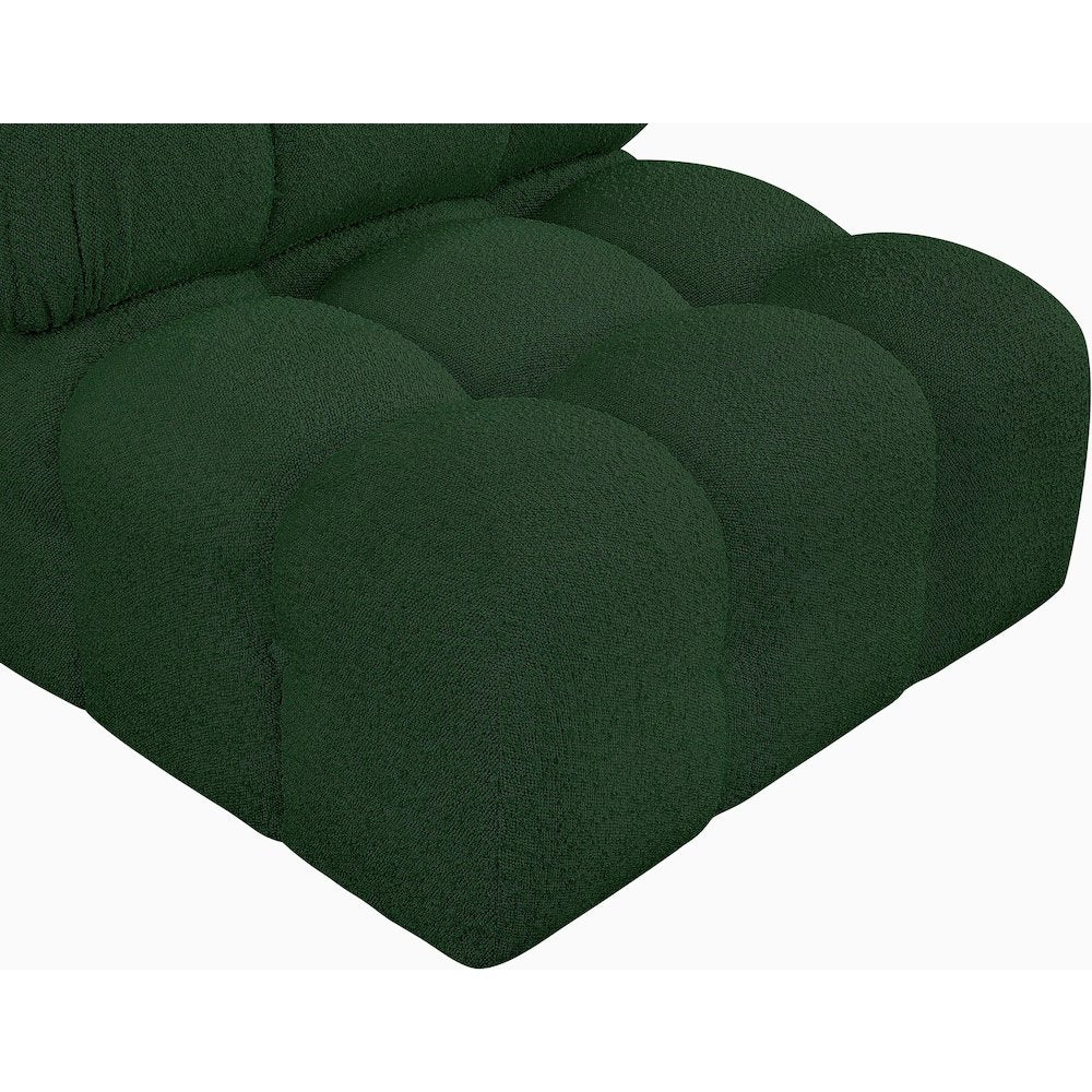 Ames Green Boucle Fabric Armless