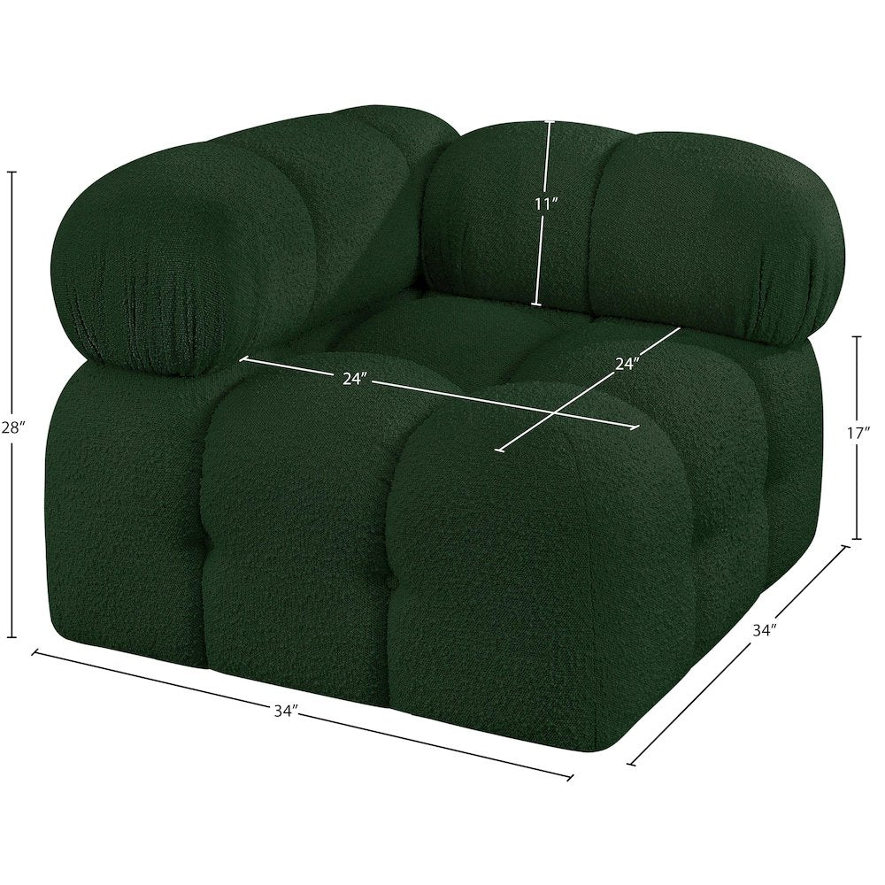 Ames Green Boucle Fabric Corner