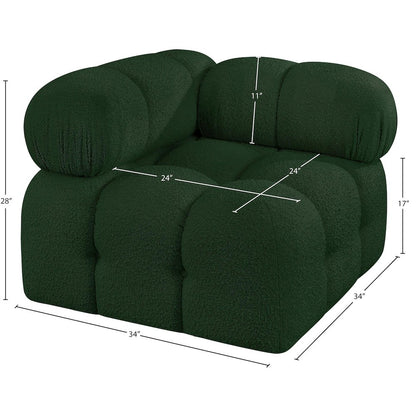 Ames Green Boucle Fabric Corner
