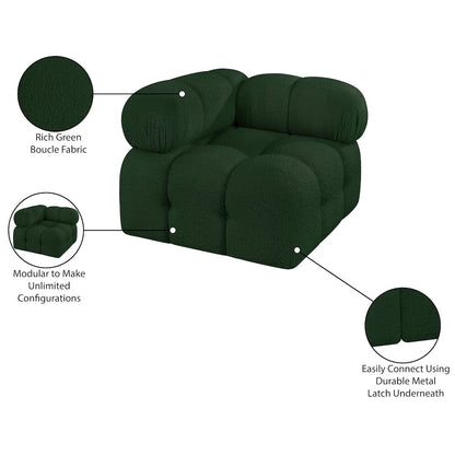 Ames Green Boucle Fabric Corner