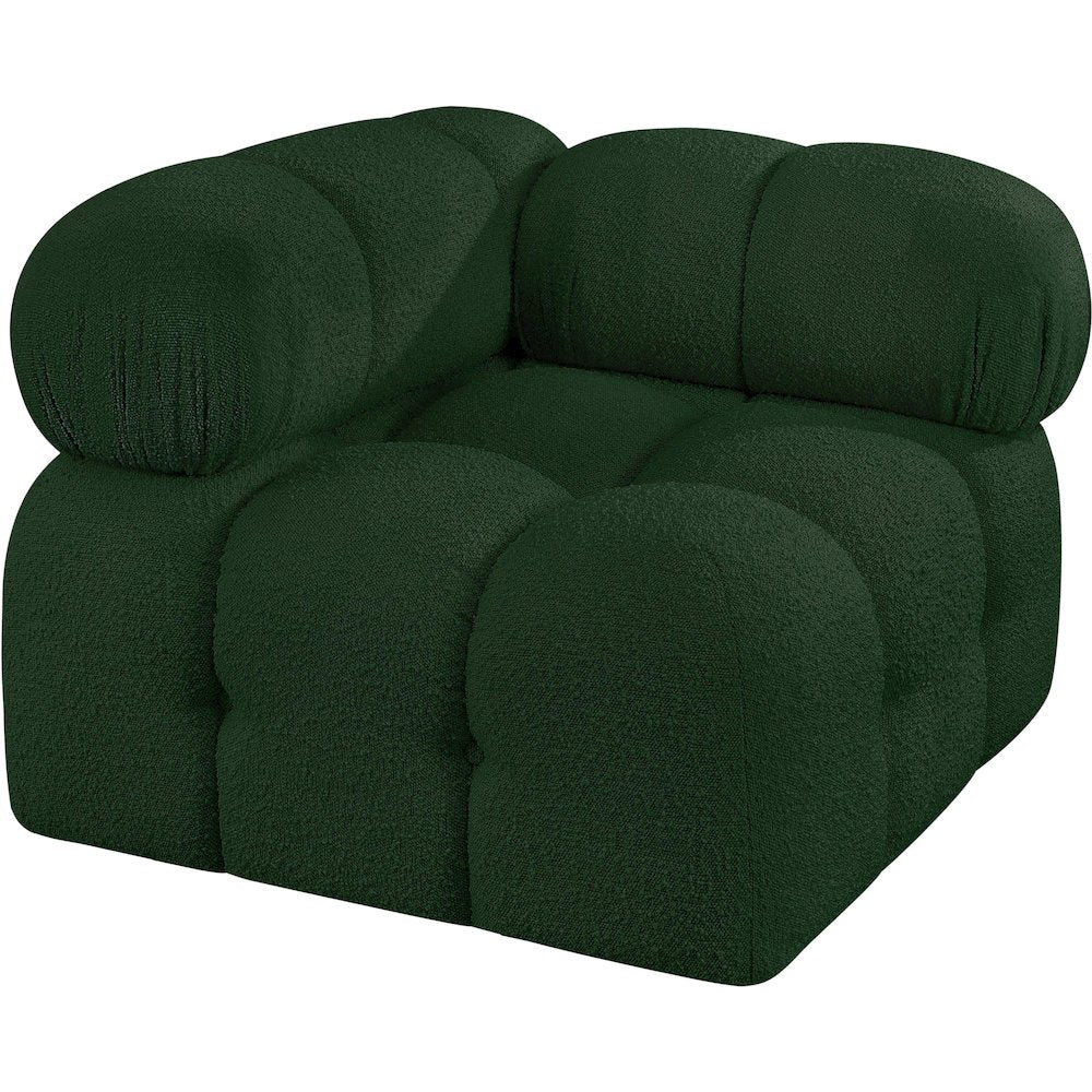 Ames Green Boucle Fabric Corner