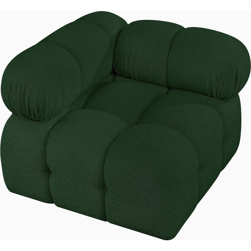 Ames Green Boucle Fabric Corner