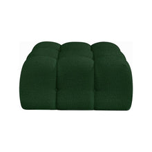 Ames Green Boucle Fabric Ottoman