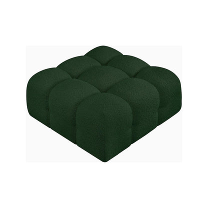 Ames Green Boucle Fabric Ottoman