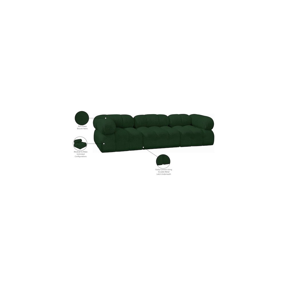 Ames Green Boucle Fabric Modular Sofa