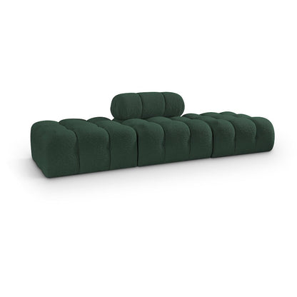 Ames 102" Green Boucle Fabric Upholstered 3pc. Modular Sofa