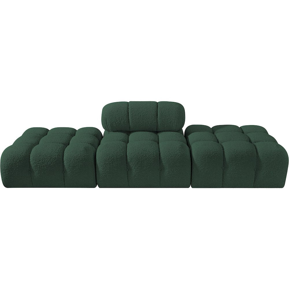 Ames 102" Green Boucle Fabric Upholstered 3pc. Modular Sofa