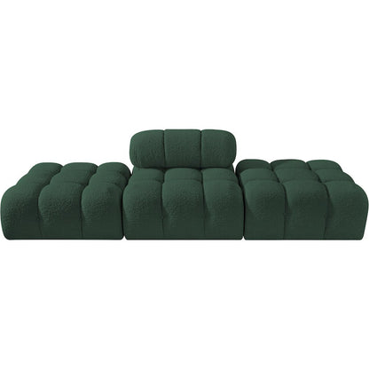 Ames 102" Green Boucle Fabric Upholstered 3pc. Modular Sofa