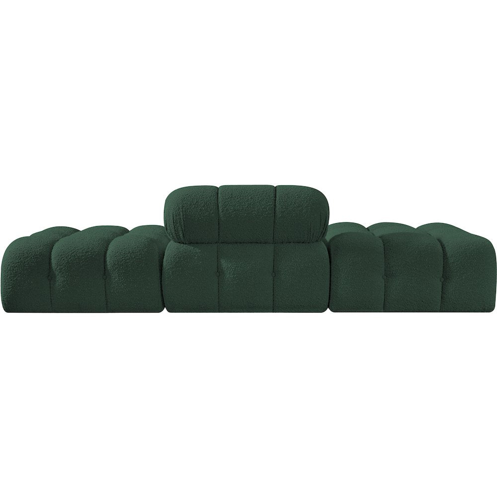 Ames 102" Green Boucle Fabric Upholstered 3pc. Modular Sofa