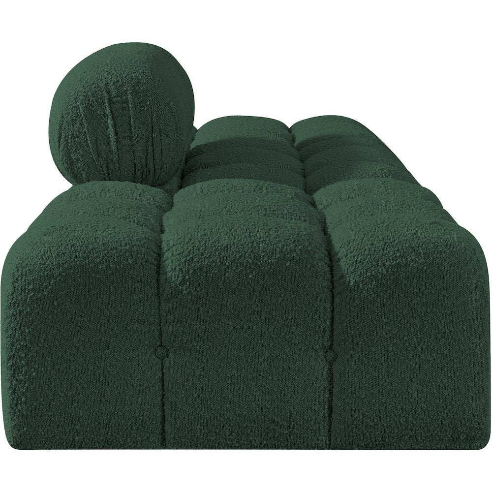 Ames 102" Green Boucle Fabric Upholstered 3pc. Modular Sofa