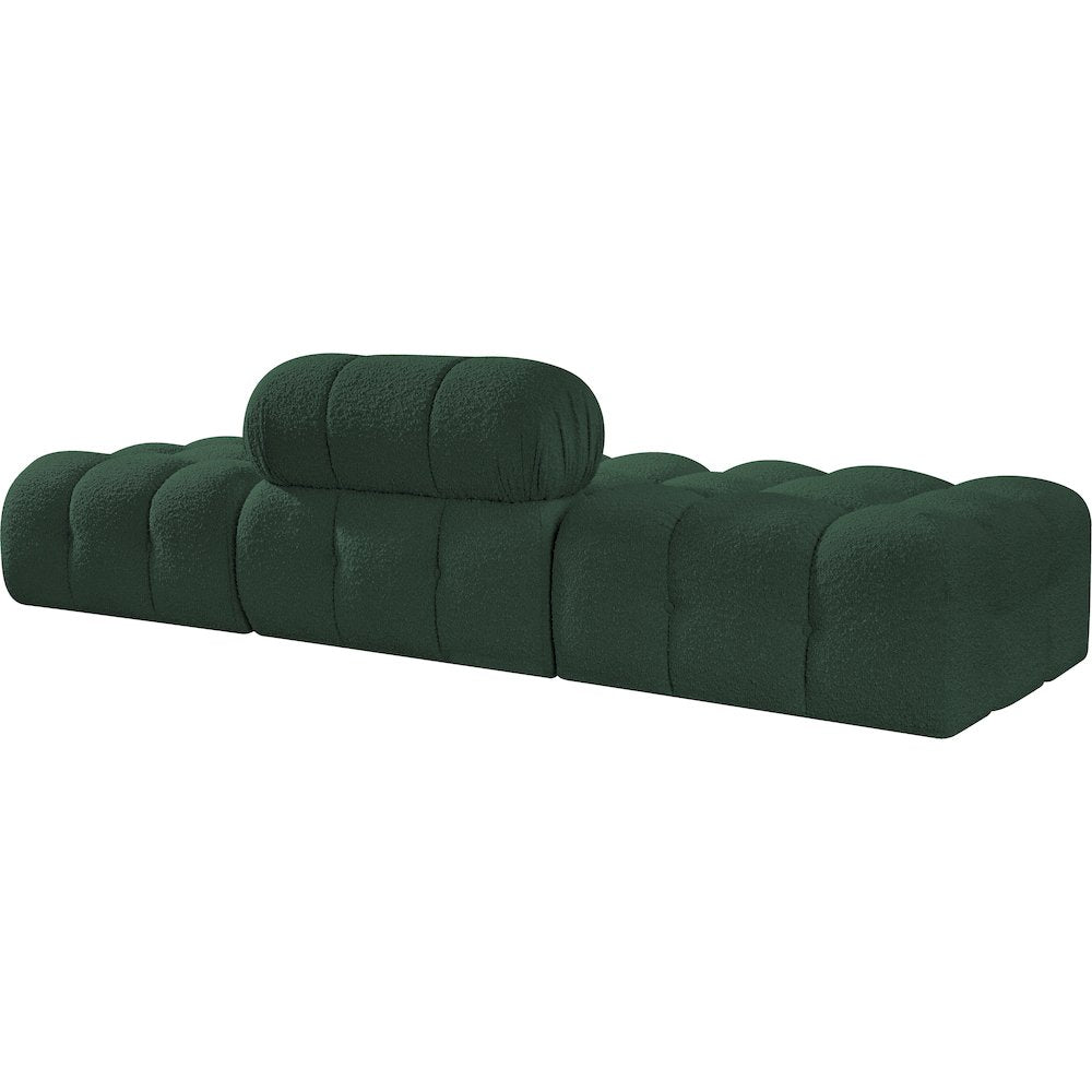 Ames 102" Green Boucle Fabric Upholstered 3pc. Modular Sofa