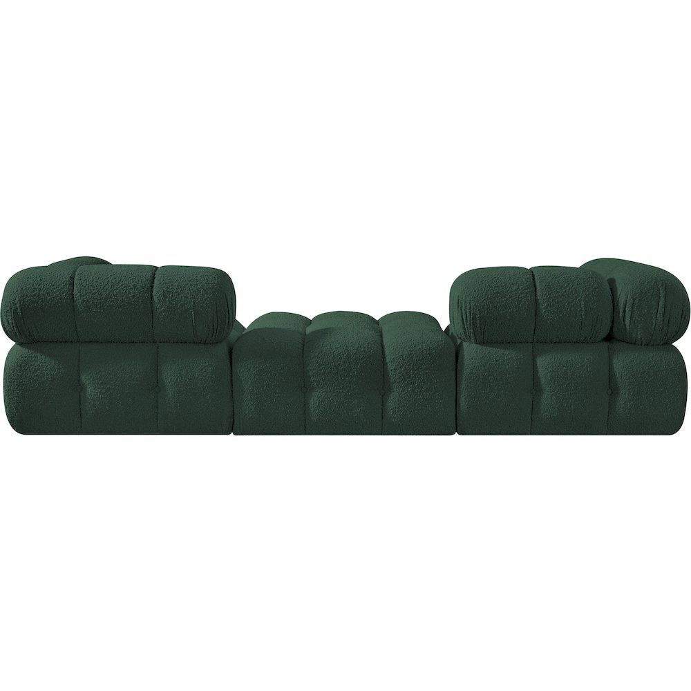 Ames 102" Green Boucle Fabric Upholstered 3pc. Modular Sofa