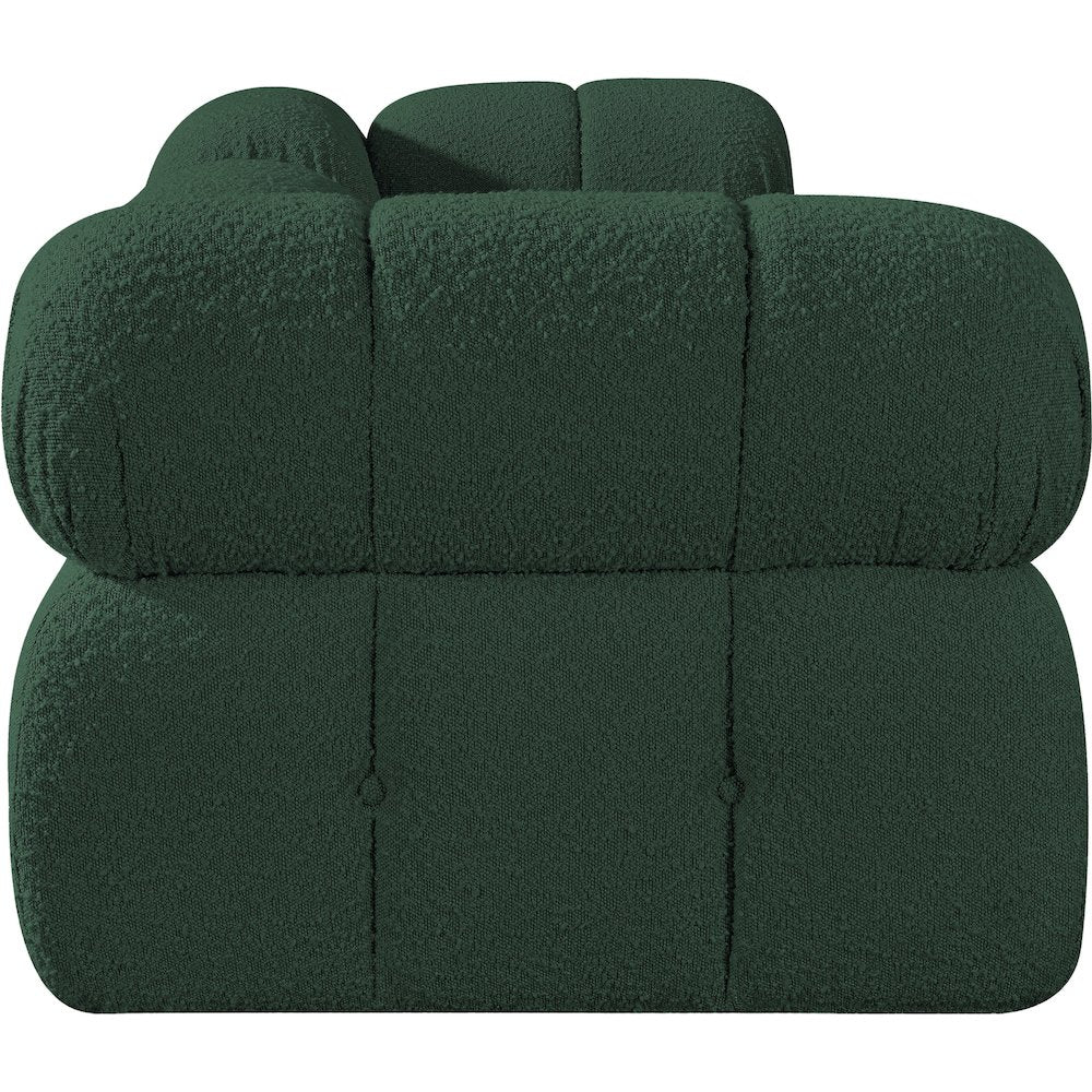 Ames 102" Green Boucle Fabric Upholstered 3pc. Modular Sofa