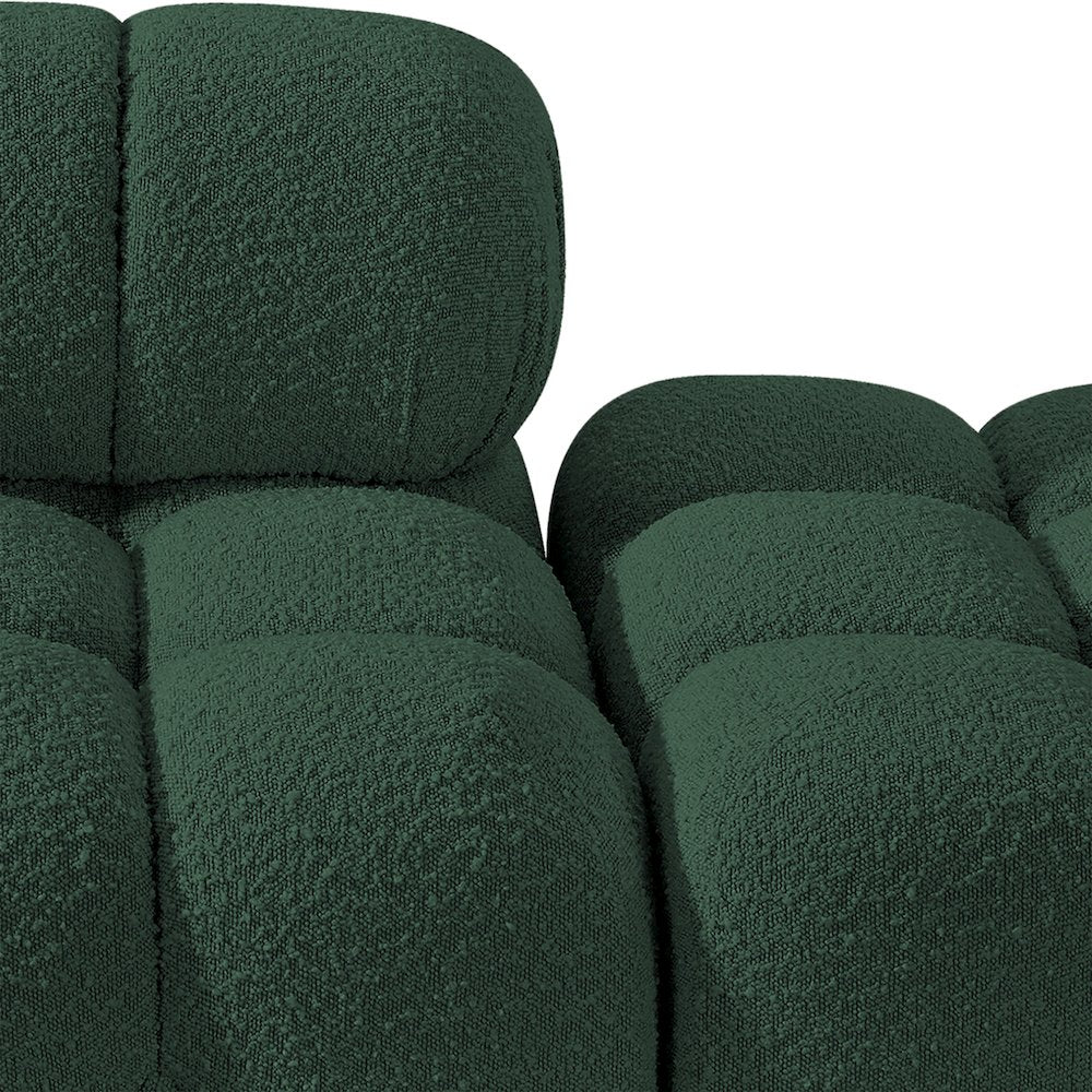 Ames 102" Green Boucle Fabric Upholstered 3pc. Modular Sofa