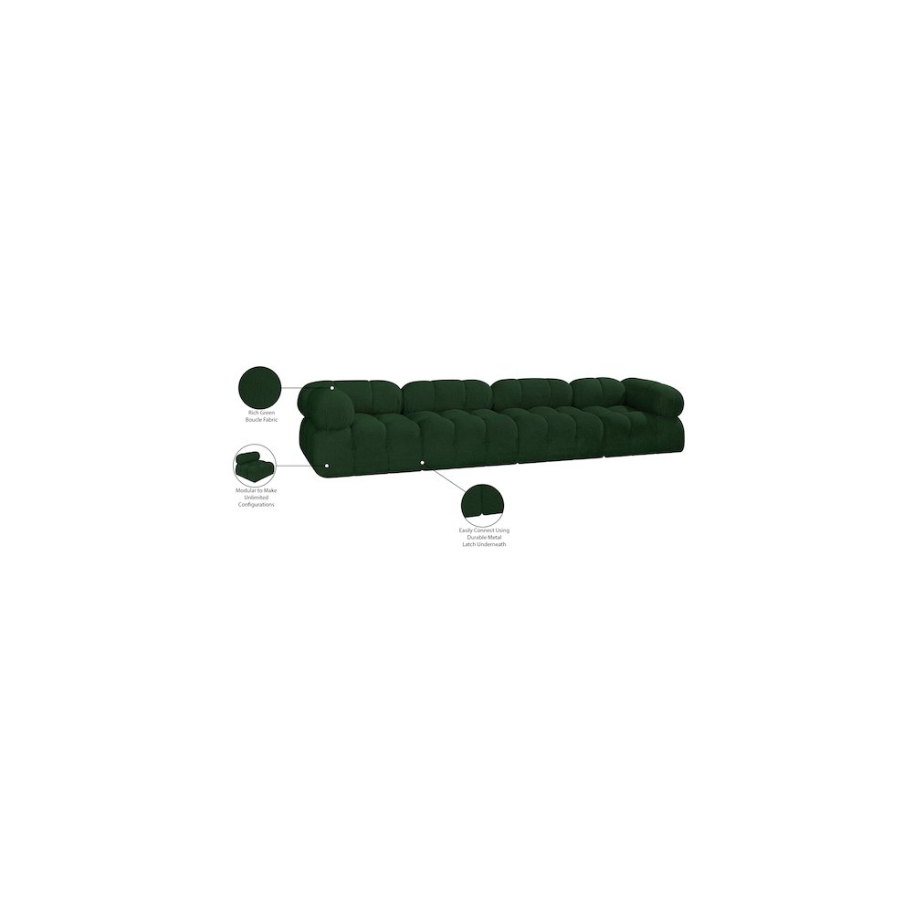 Ames Green Boucle Fabric Modular Sofa