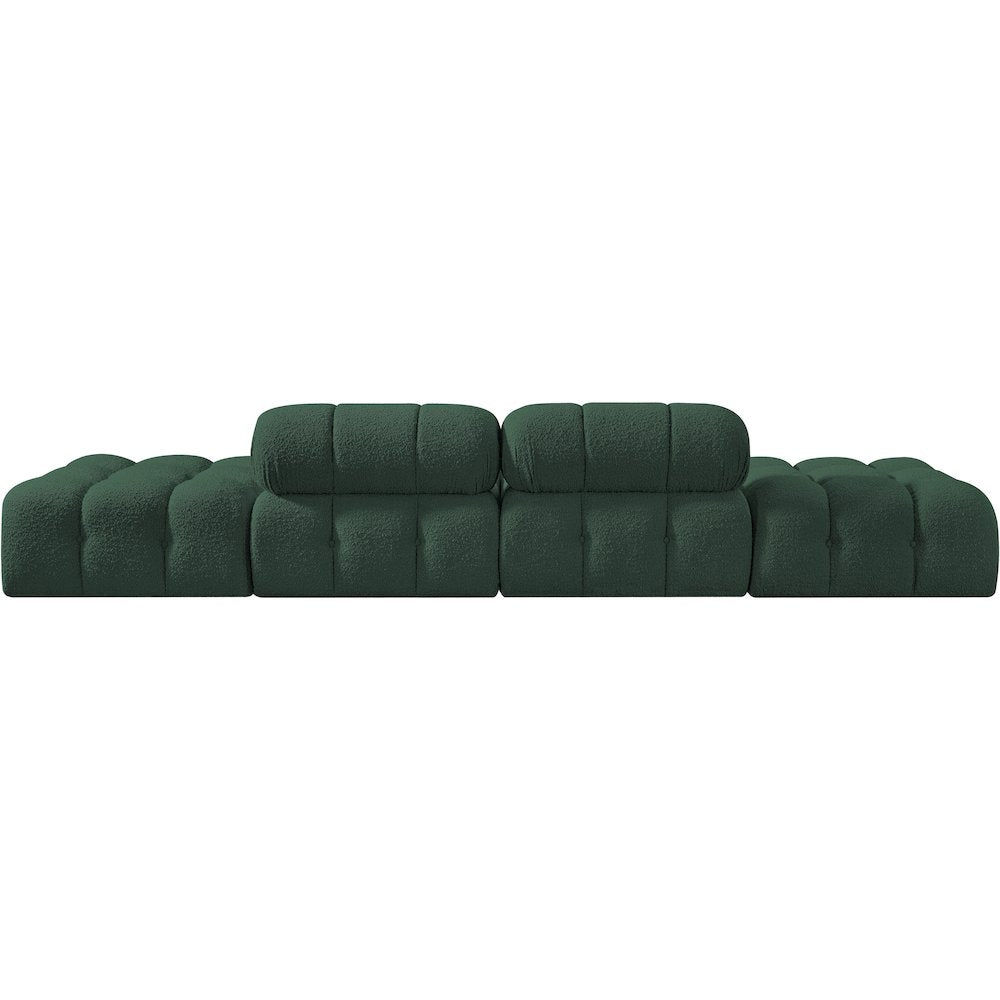 Ames 136" Green Boucle Fabric Upholstered 4pc. Modular Sofa