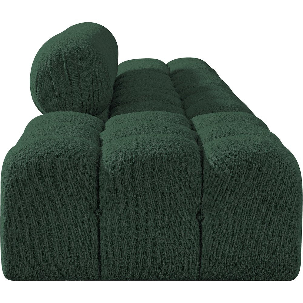 Ames 136" Green Boucle Fabric Upholstered 4pc. Modular Sofa