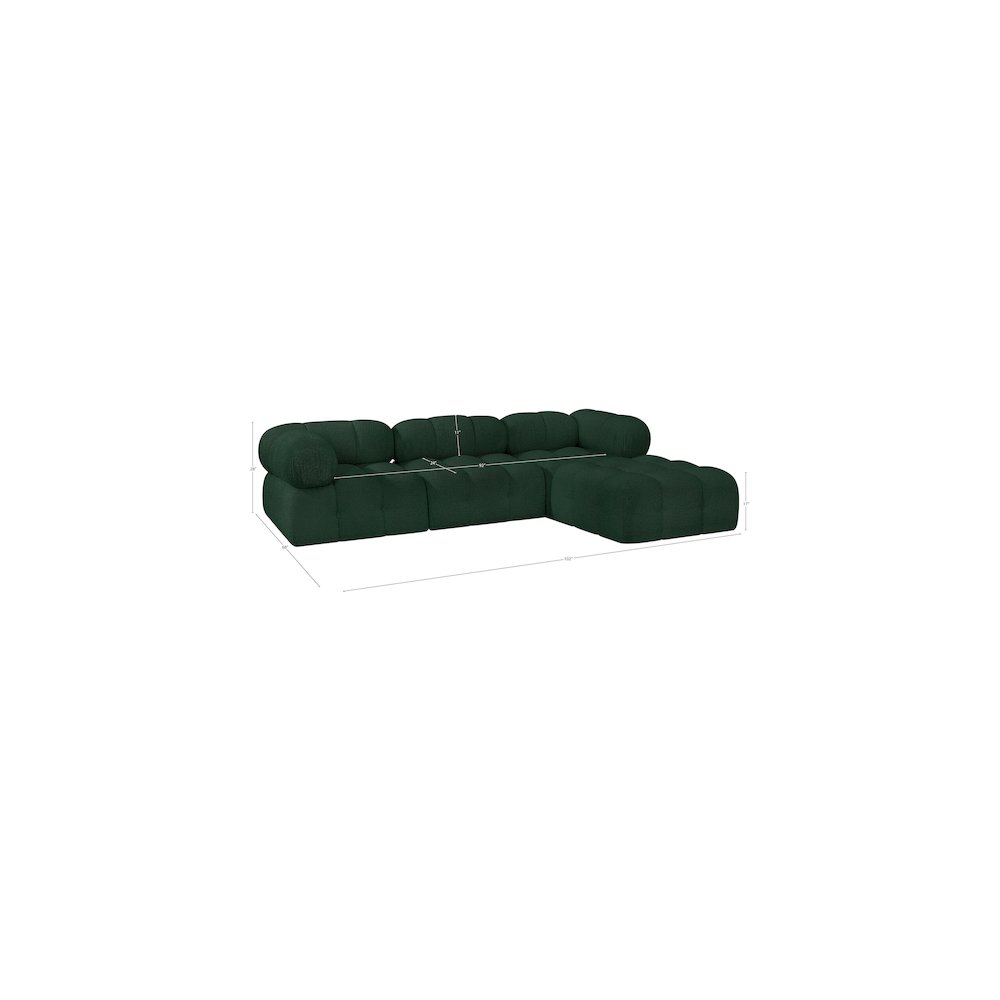 Ames Green Boucle Fabric Modular Sectional
