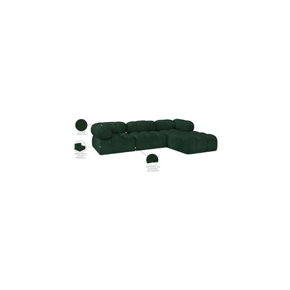 Ames Green Boucle Fabric Modular Sectional