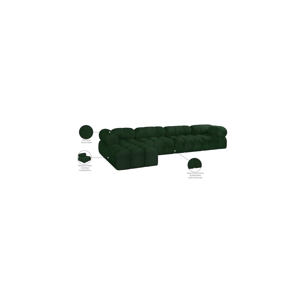 Ames Green Boucle Fabric Modular Sectional