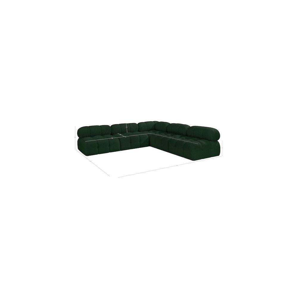 Ames Green Boucle Fabric Modular Sectional