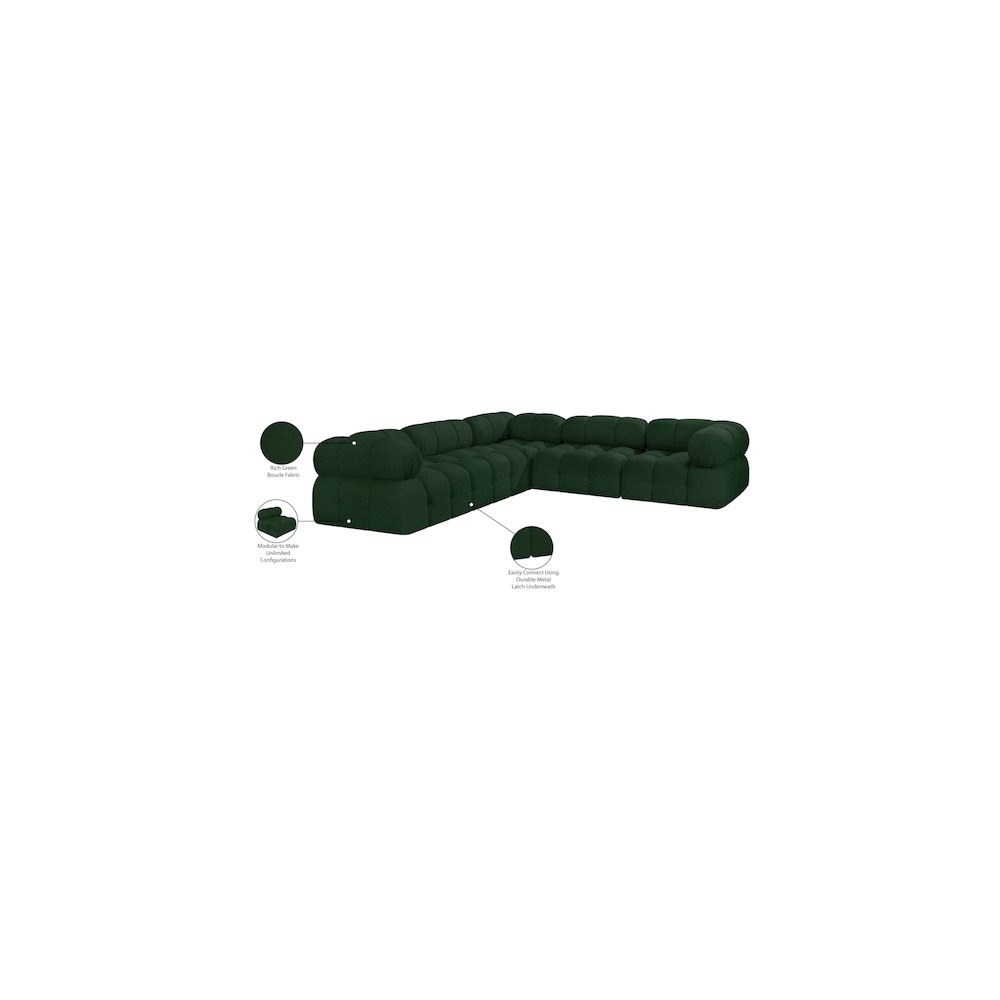 Ames Green Boucle Fabric Modular Sectional