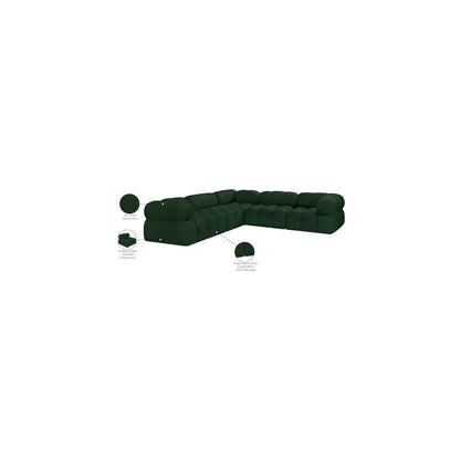 Ames Green Boucle Fabric Modular Sectional