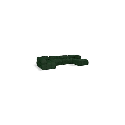 Ames Green Boucle Fabric Modular Sectional