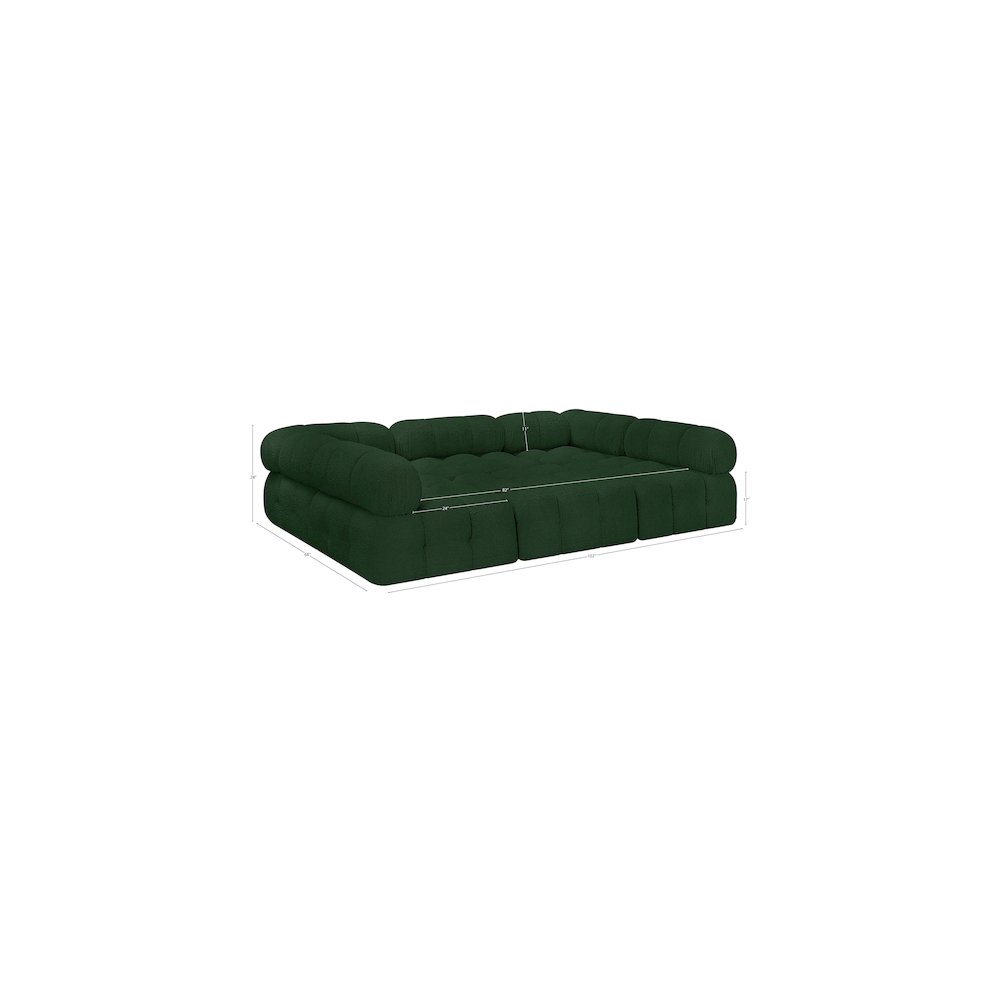Ames Green Boucle Fabric Modular Sectional