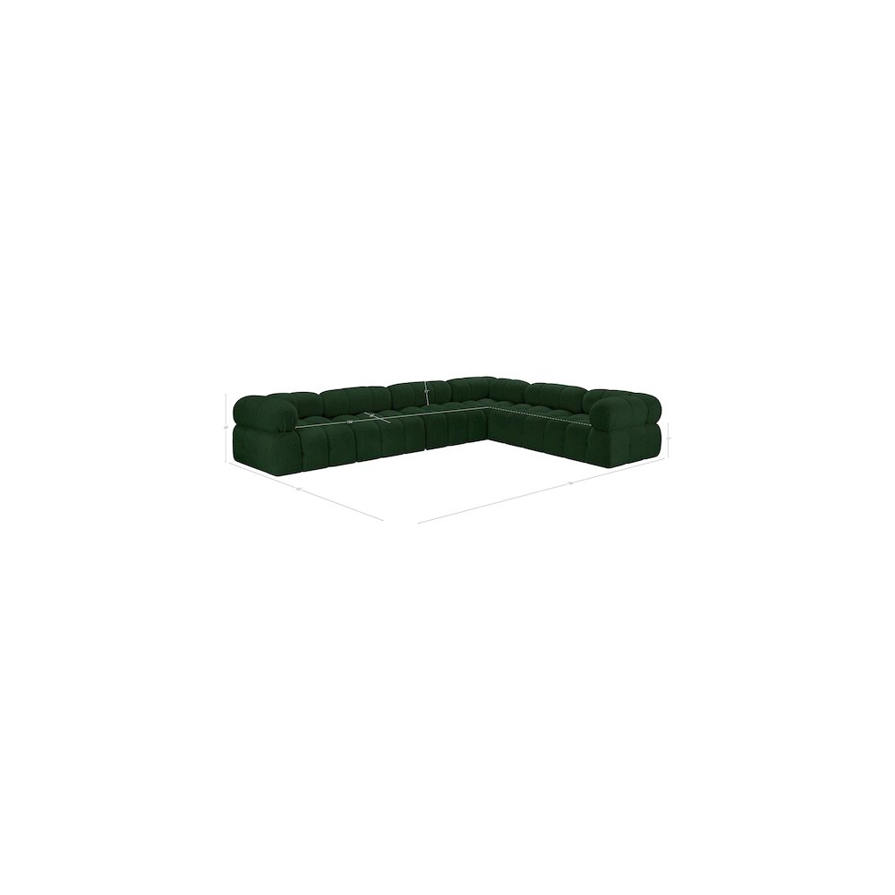 Ames Green Boucle Fabric Modular Sectional